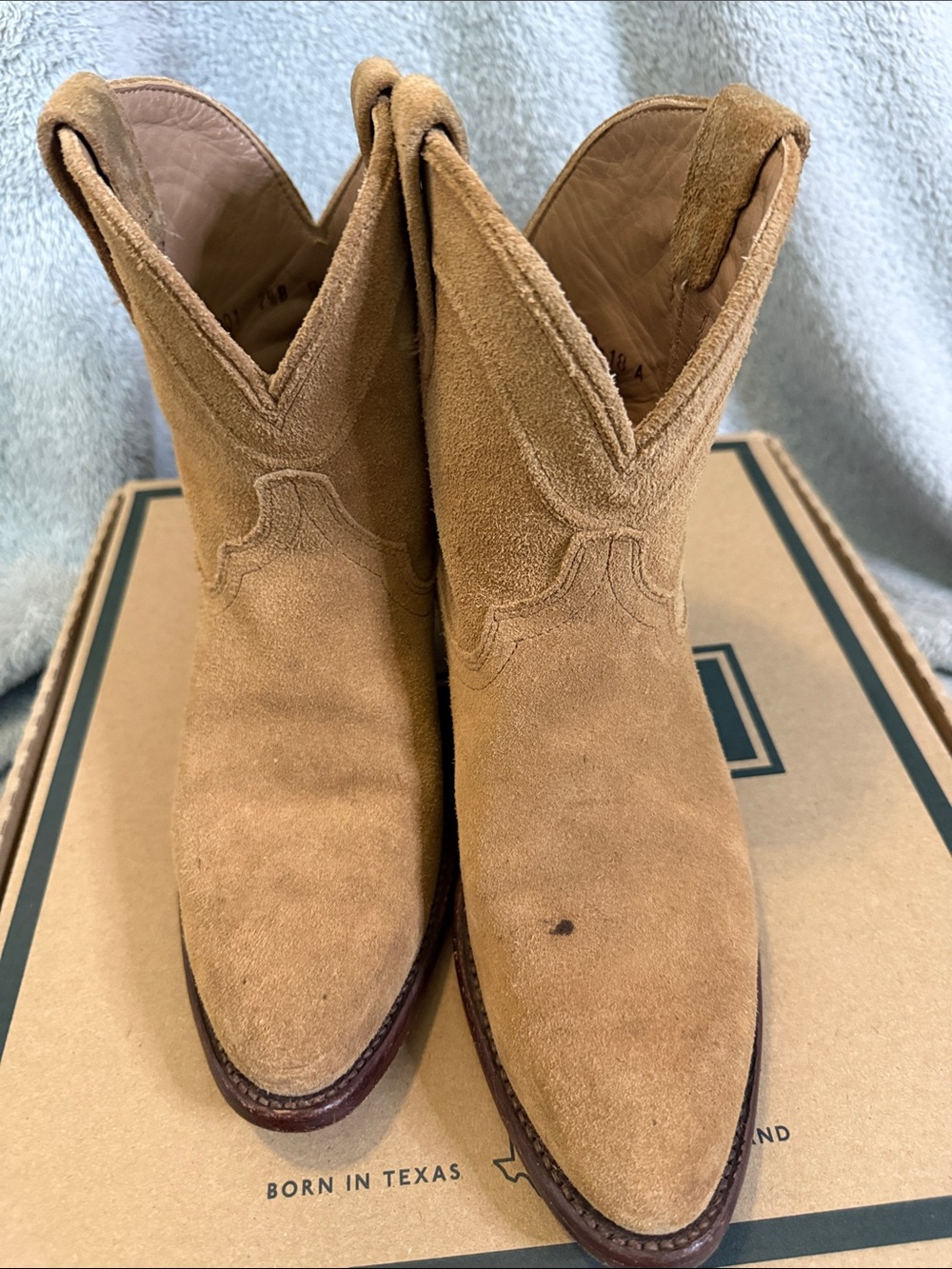 Tecovas 7.5 Tan Suede Western Ankle Boots - Picture 2 of 5